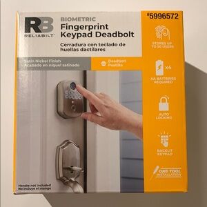 Satin Nickel Biometric Fingerprint Keypad Deadbolt
